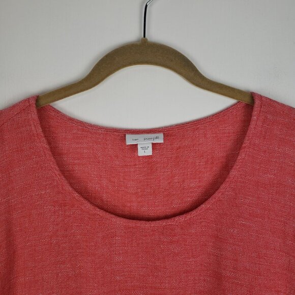 Pure Jill Linen Babydoll Top Muted Red 3/4 Sleeve Lagenlook Size Large - Picture 4 of 8